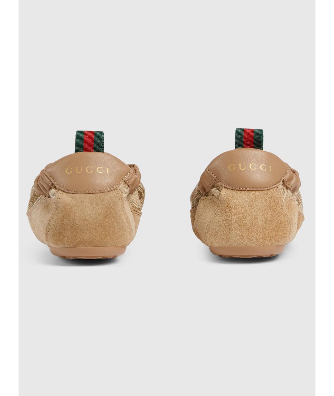 GUCCI Бежевые замшевые кроссовки, фото 6