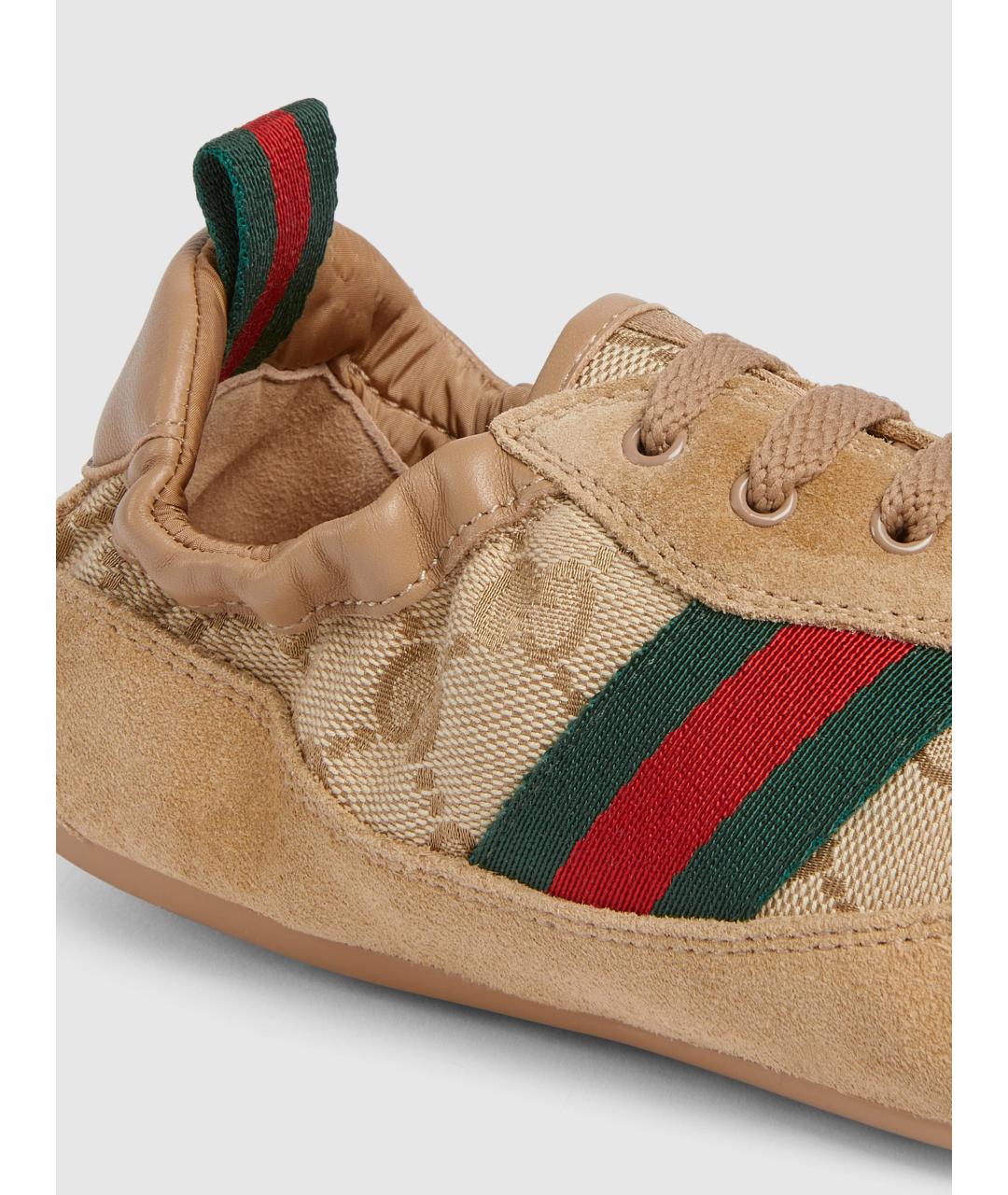 GUCCI Бежевые замшевые кроссовки, фото 5