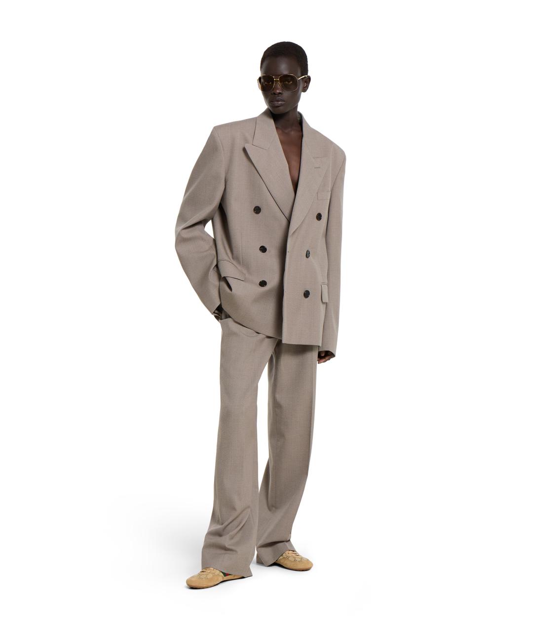 GUCCI Бежевые замшевые кроссовки, фото 3