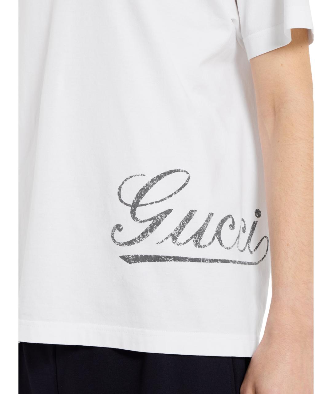 GUCCI Белая хлопковая футболка, фото 4