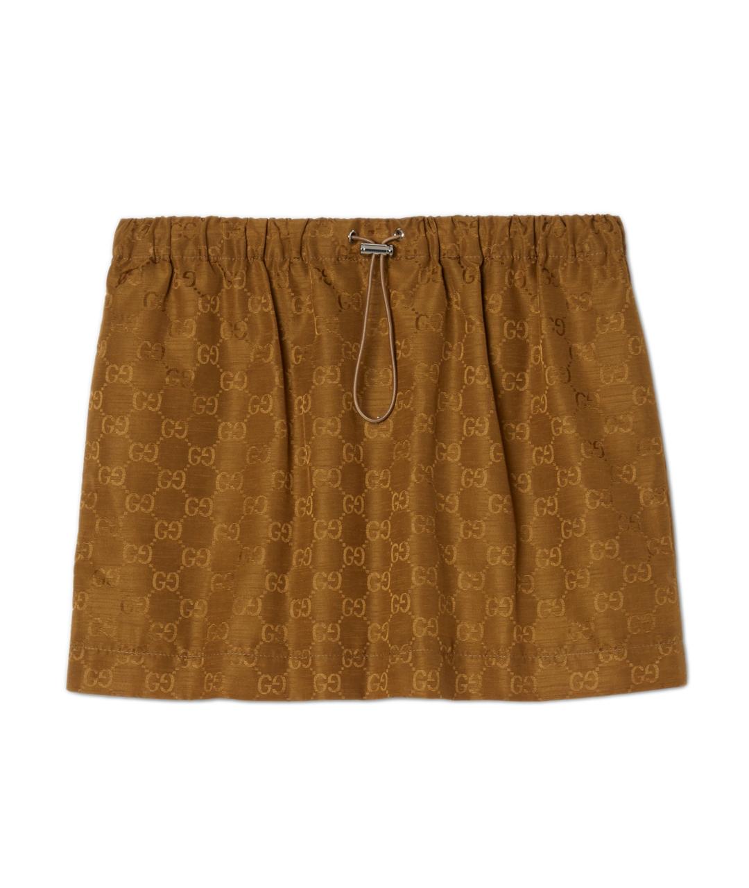 GUCCI Коричневая полиамидовая юбка мини, фото 1
