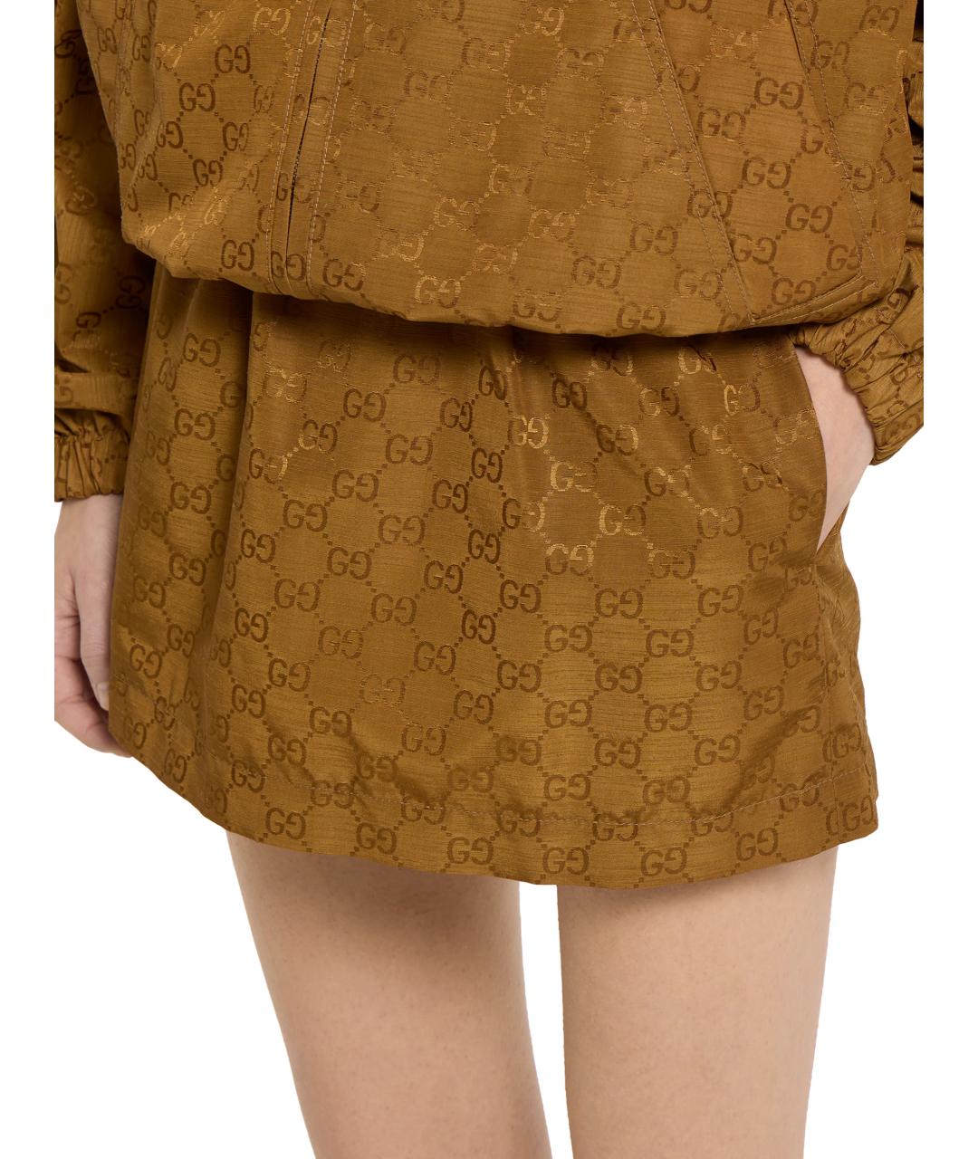 GUCCI Коричневая полиамидовая юбка мини, фото 4