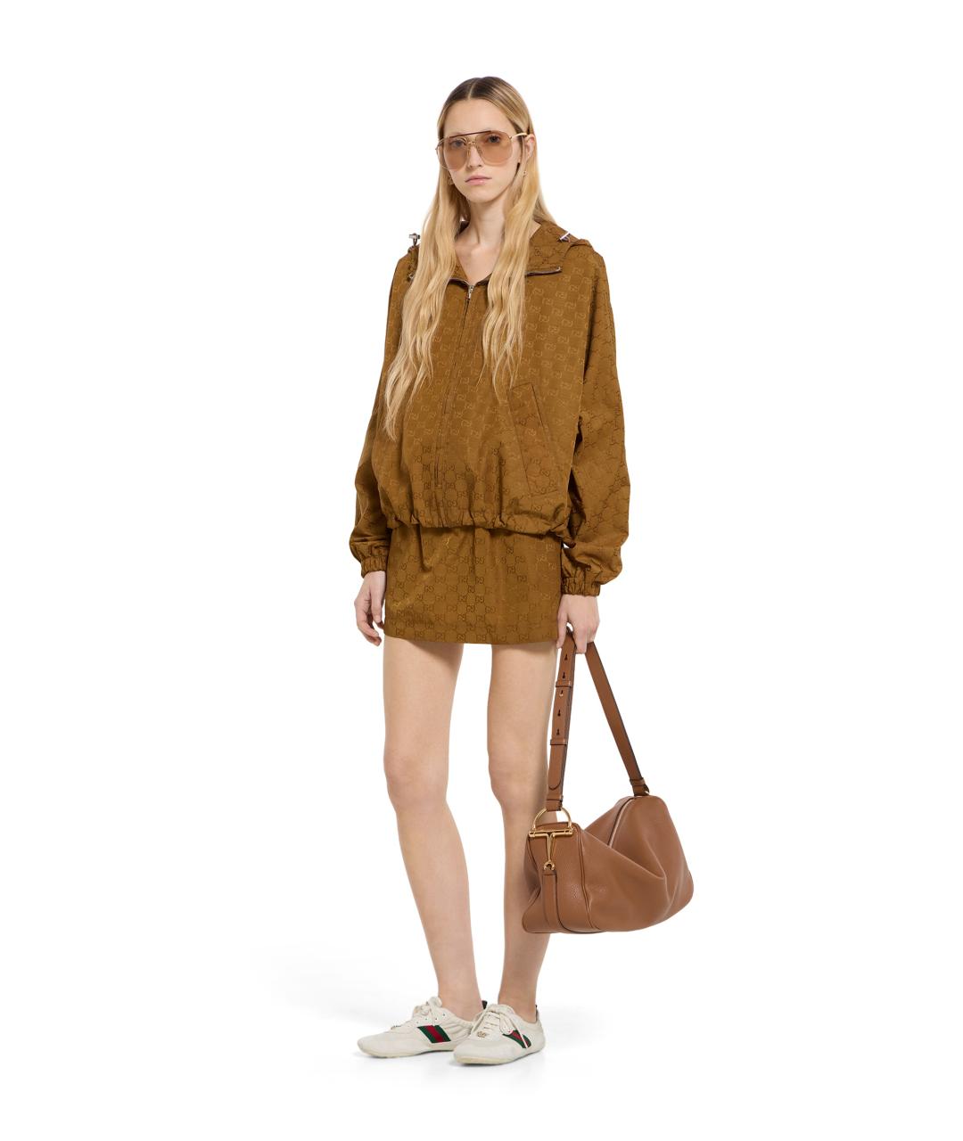 GUCCI Коричневая полиамидовая юбка мини, фото 2