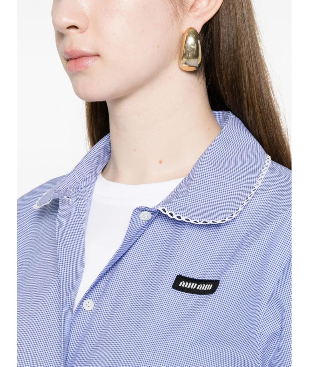 MIU MIU Голубая хлопковая рубашка, фото 4