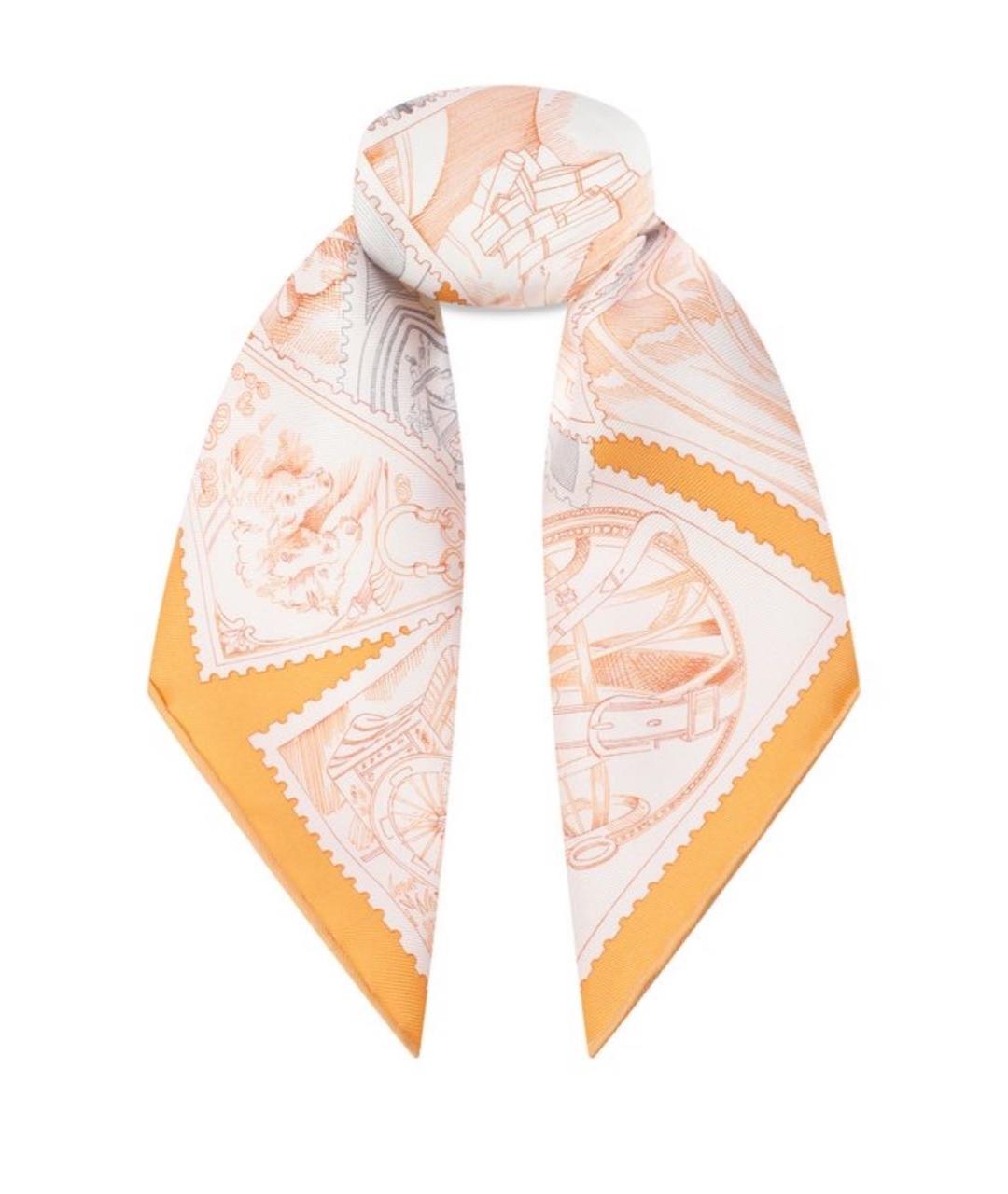 HERMES Оранжевый шелковый платок, фото 3
