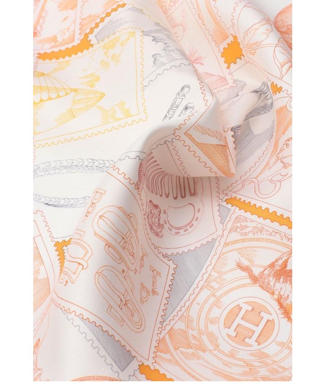 HERMES Оранжевый шелковый платок, фото 2