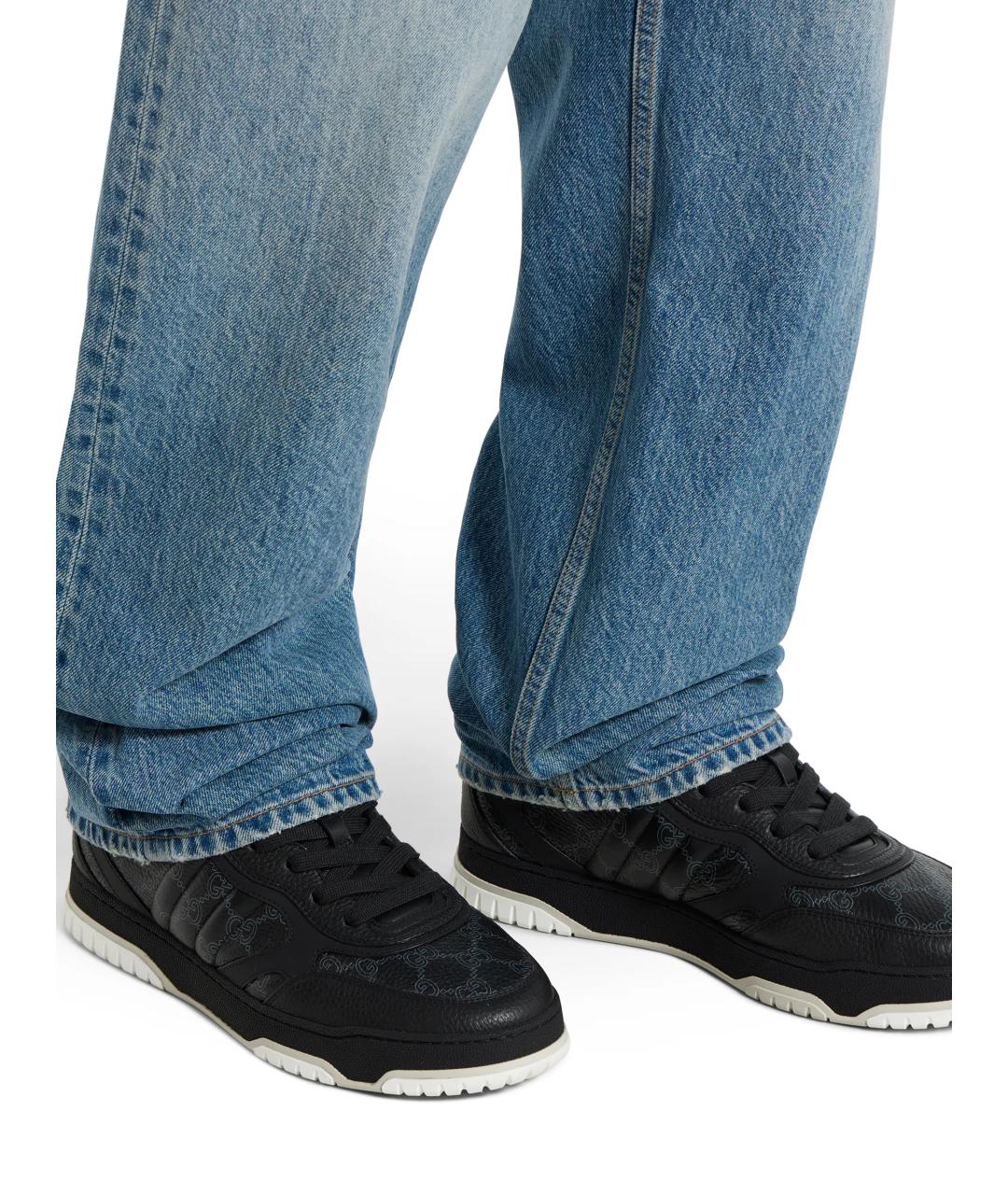 GUCCI Черные кожаные низкие кроссовки / кеды, фото 4