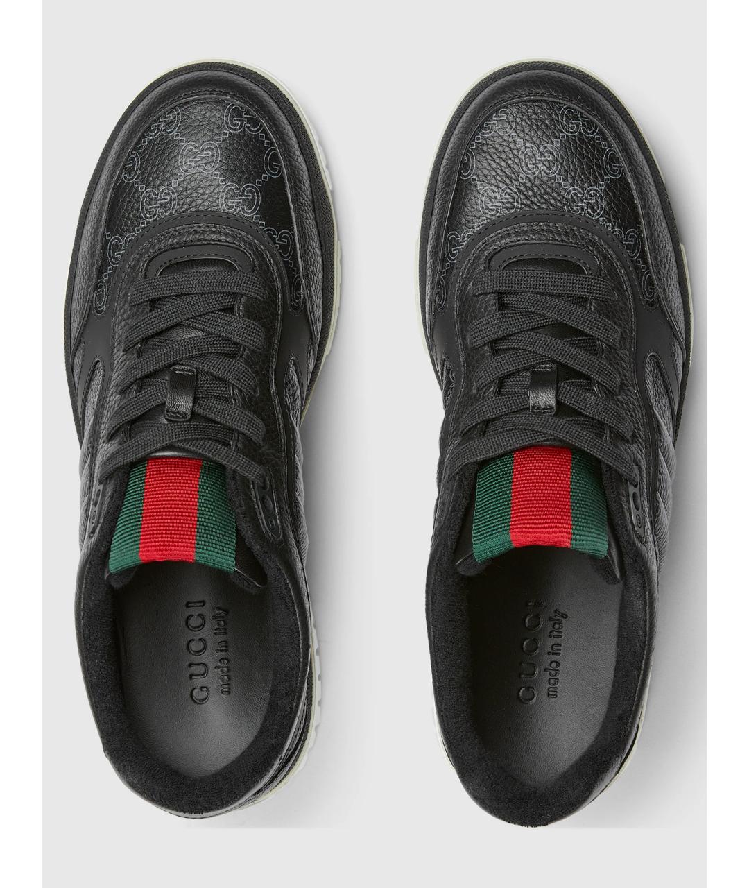 GUCCI Черные кожаные низкие кроссовки / кеды, фото 6