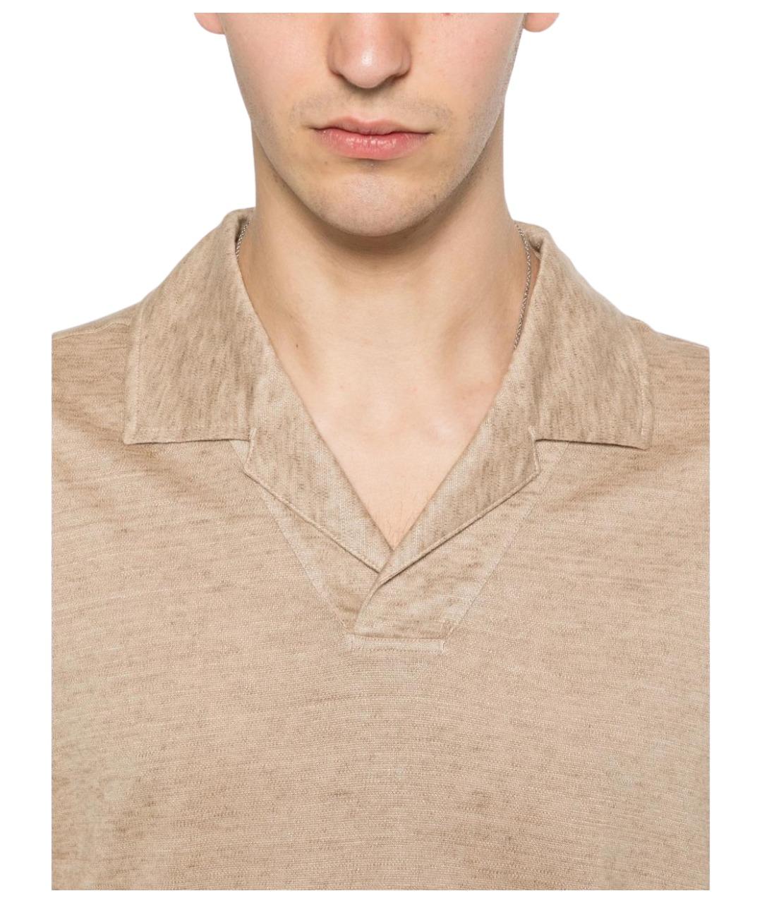 ZEGNA Бежевое поло с коротким рукавом, фото 5