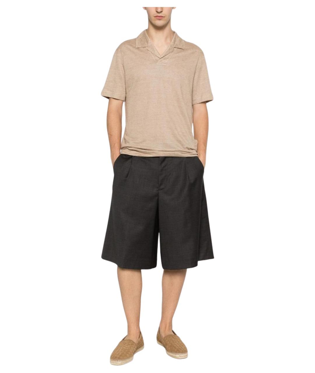 ZEGNA Бежевое поло с коротким рукавом, фото 2