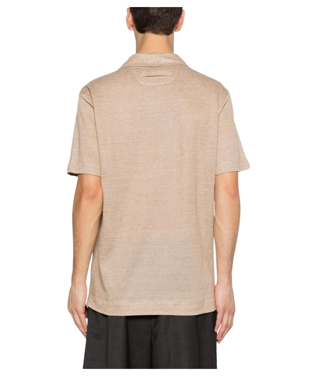 ZEGNA Бежевое поло с коротким рукавом, фото 4
