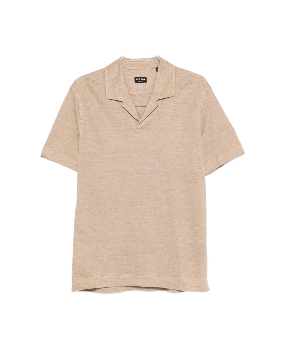 ZEGNA Бежевое поло с коротким рукавом, фото 1