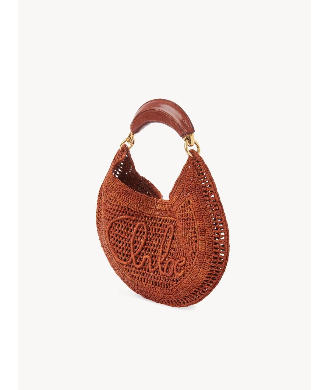 CHLOE Коричневая пелетеная сумка с короткими ручками, фото 3