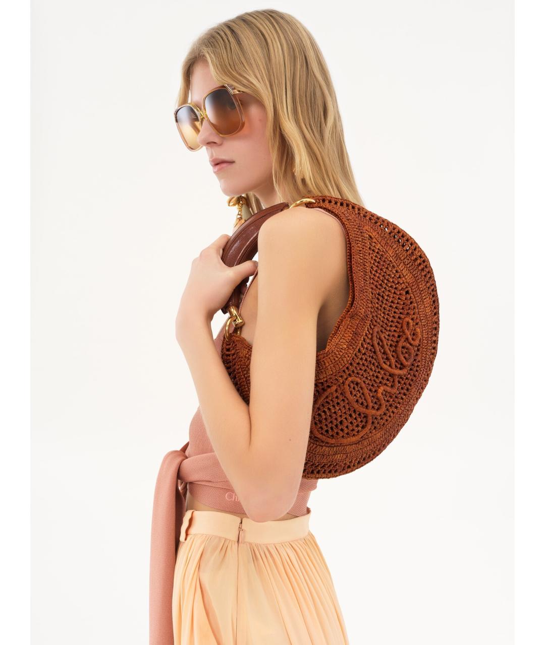 CHLOE Коричневая пелетеная сумка с короткими ручками, фото 2