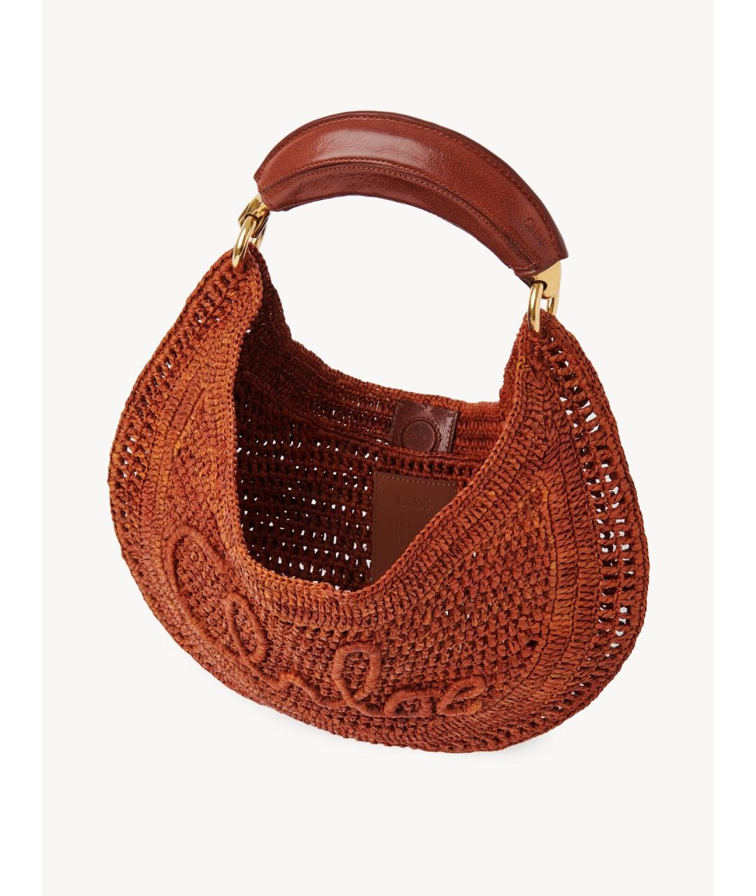 CHLOE Коричневая пелетеная сумка с короткими ручками, фото 4
