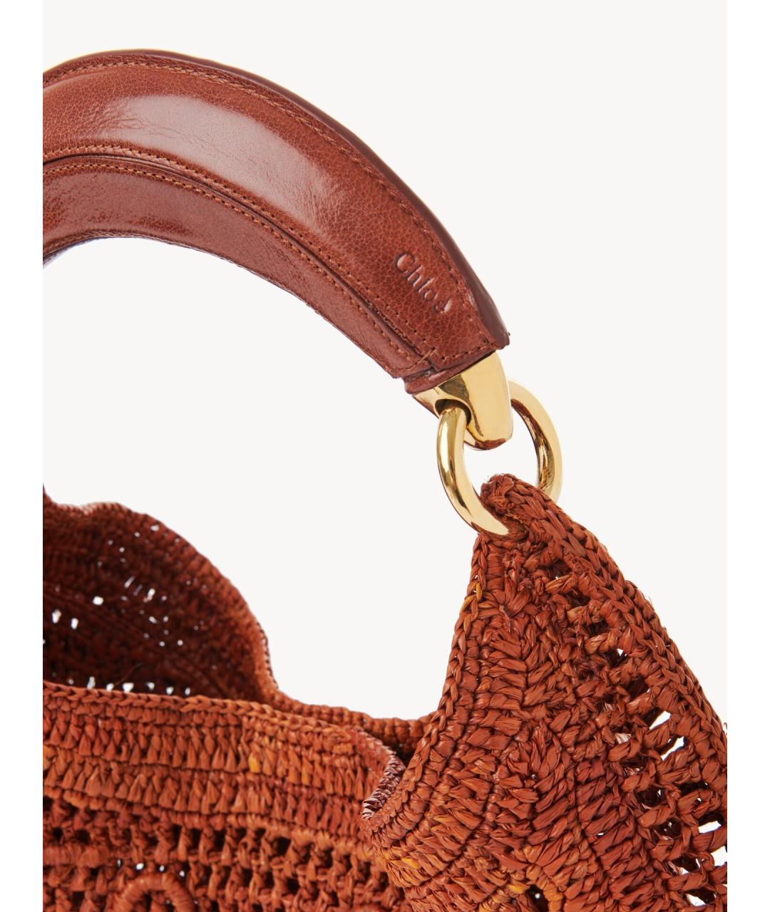 CHLOE Коричневая пелетеная сумка с короткими ручками, фото 5