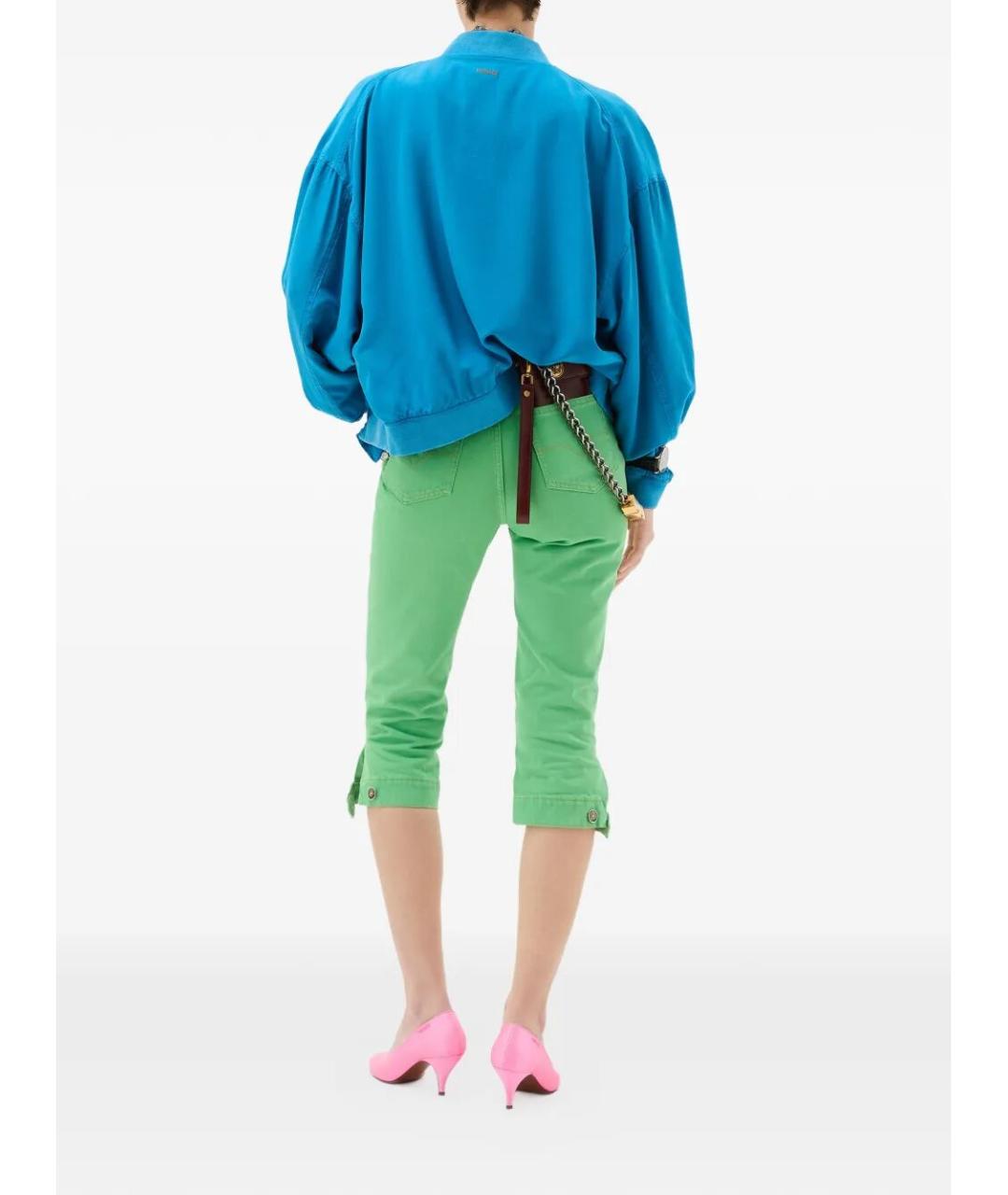 VERSACE Зеленые хлопковые джинсы слим, фото 3