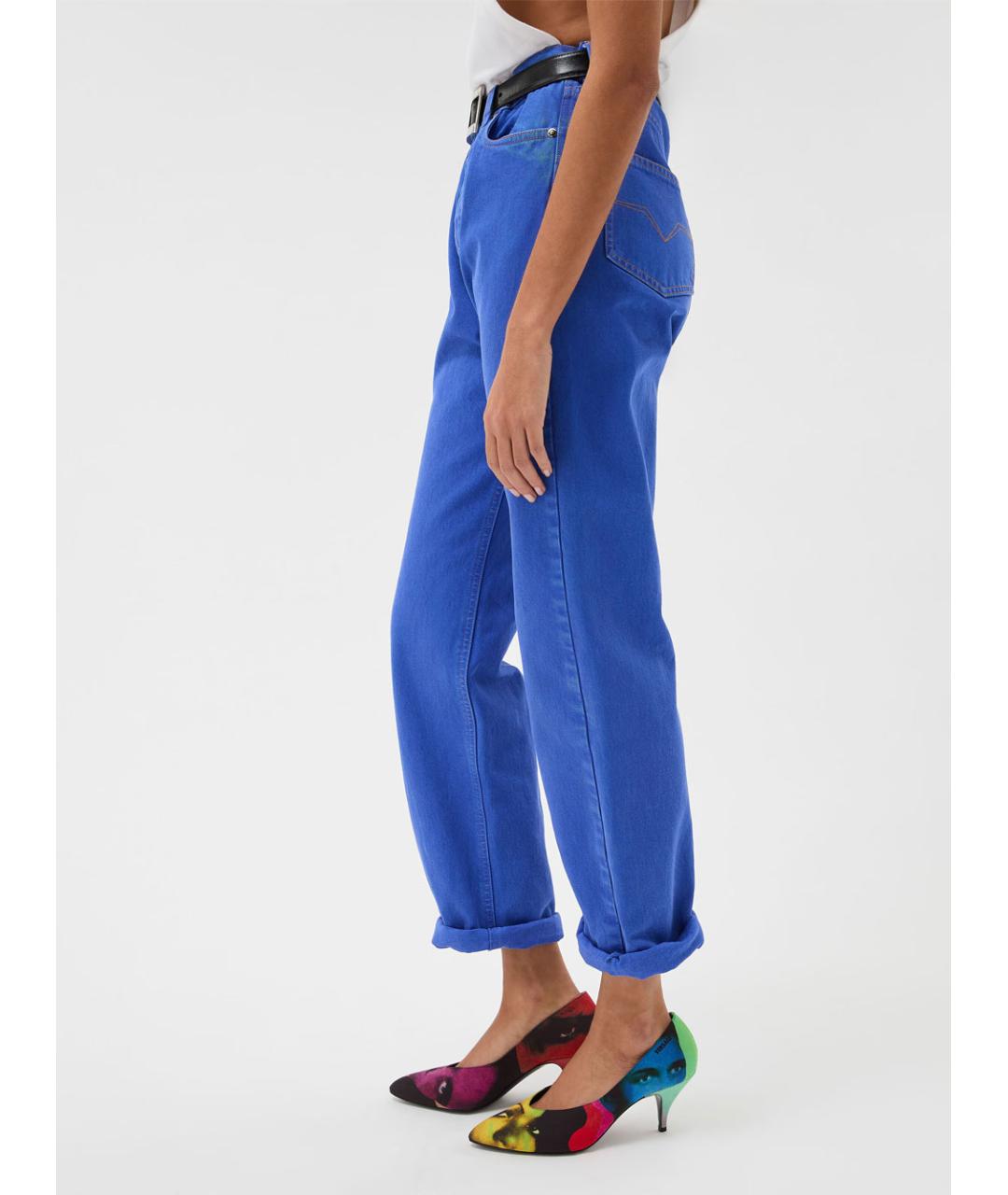 VERSACE Синие хлопковые прямые джинсы, фото 4