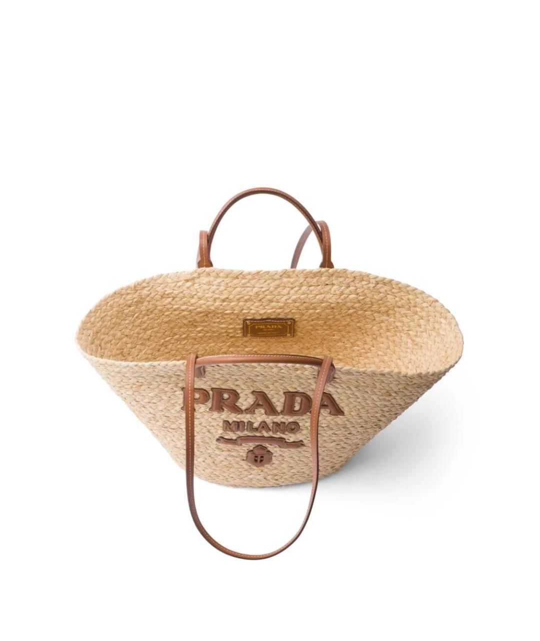 PRADA Бежевая пелетеная сумка тоут, фото 3