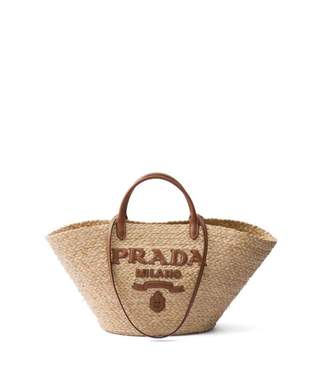 PRADA Бежевая пелетеная сумка тоут, фото 1