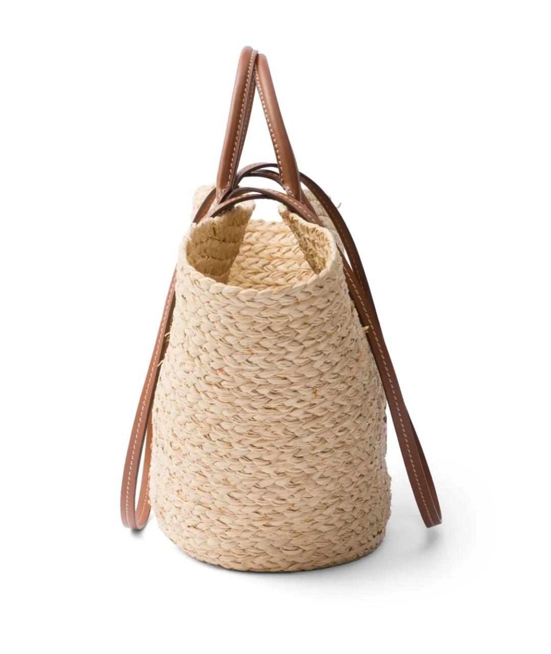 PRADA Бежевая пелетеная сумка тоут, фото 4