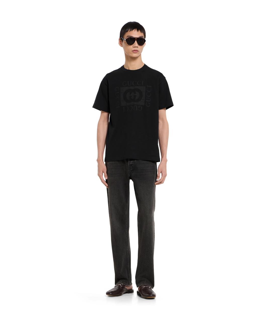 GUCCI Черная хлопковая футболка, фото 2