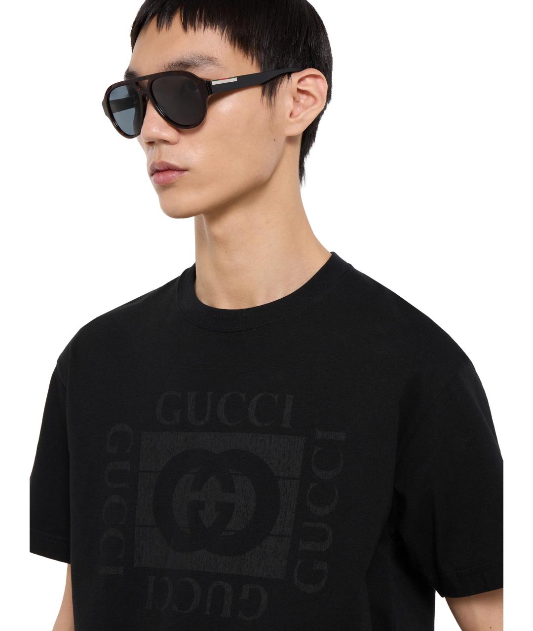 GUCCI Черная хлопковая футболка, фото 3