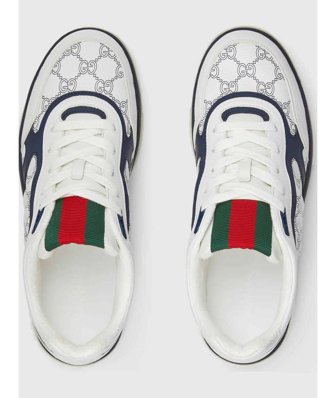 GUCCI Белые кожаные низкие кроссовки / кеды, фото 6