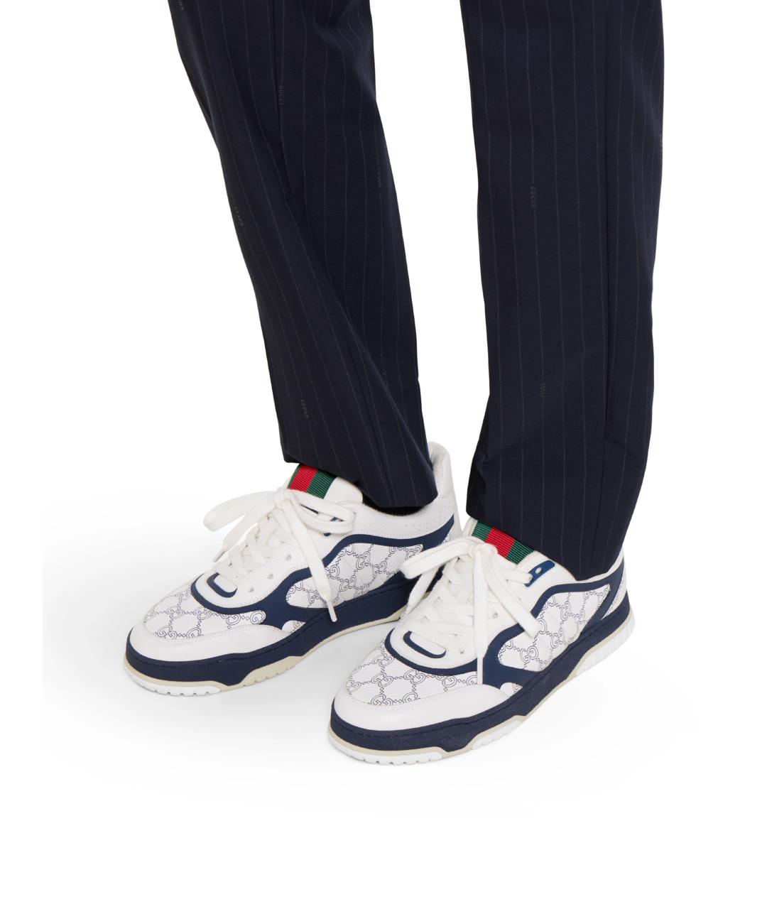 GUCCI Белые кожаные низкие кроссовки / кеды, фото 4