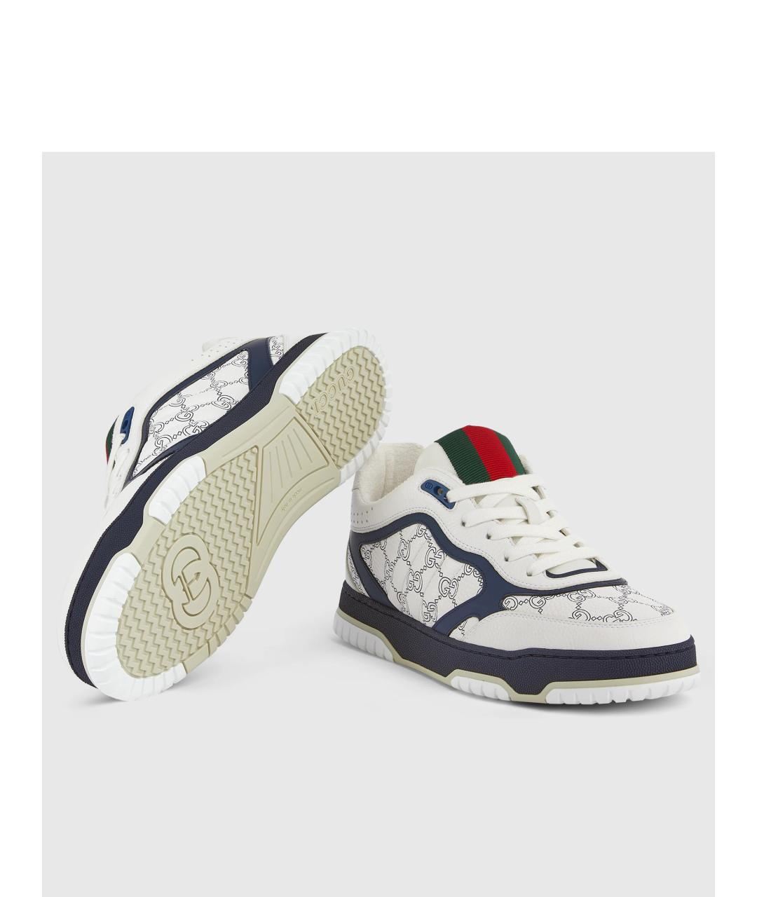 GUCCI Белые кожаные низкие кроссовки / кеды, фото 7