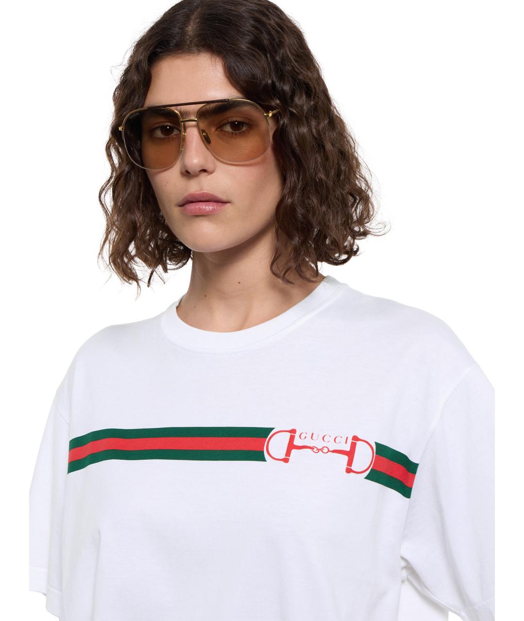 GUCCI Белая хлопковая футболка, фото 4