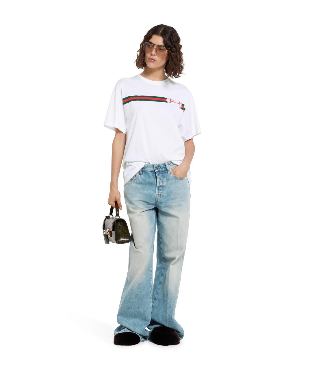 GUCCI Белая хлопковая футболка, фото 2