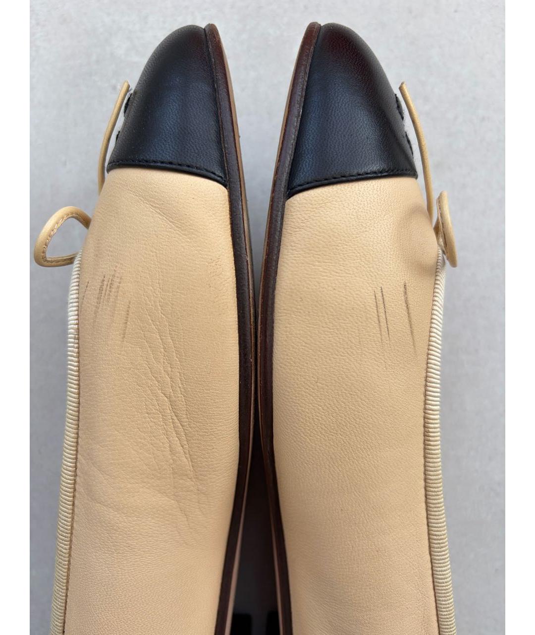 CHANEL Бежевые кожаные балетки, фото 8