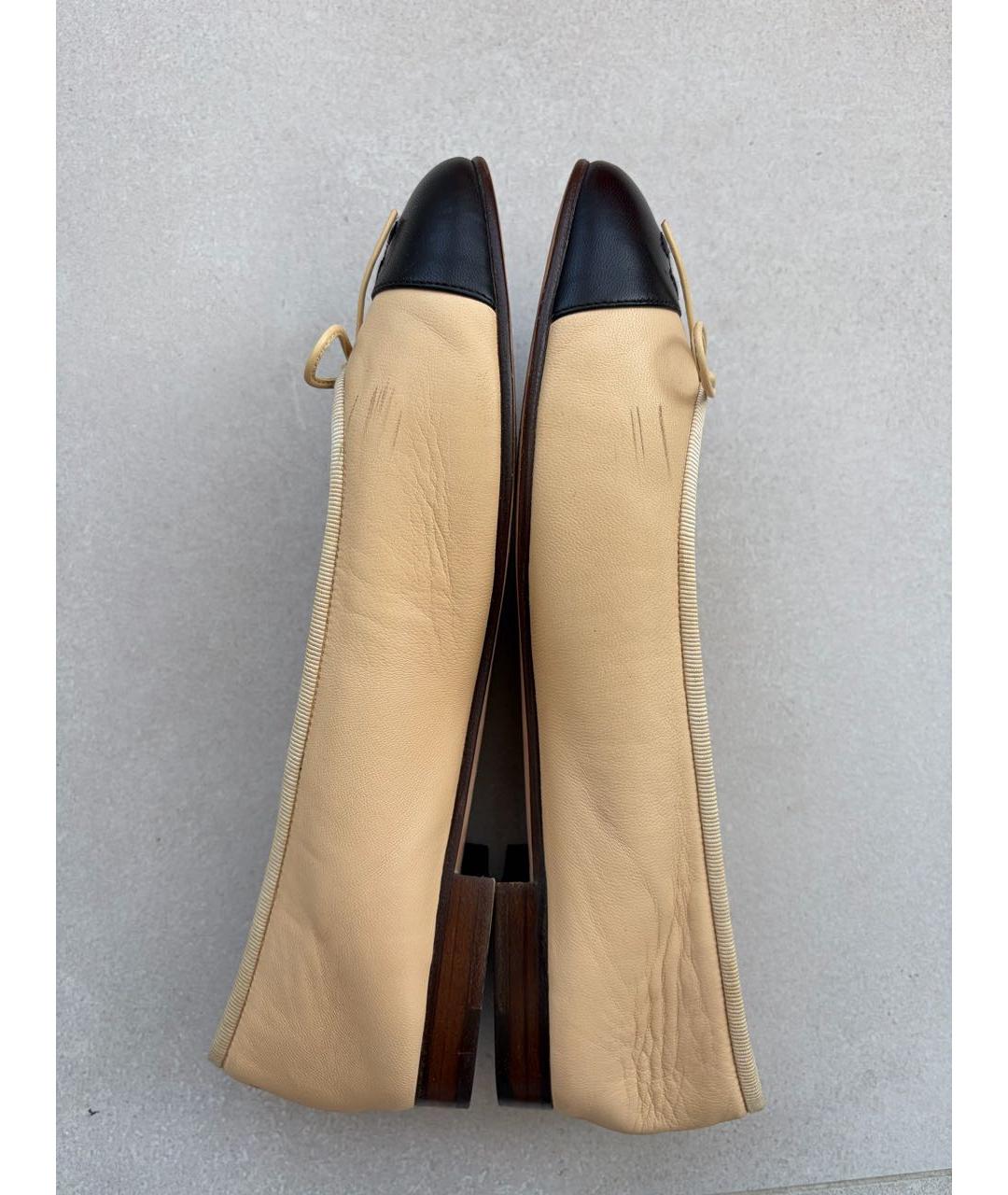 CHANEL Бежевые кожаные балетки, фото 7