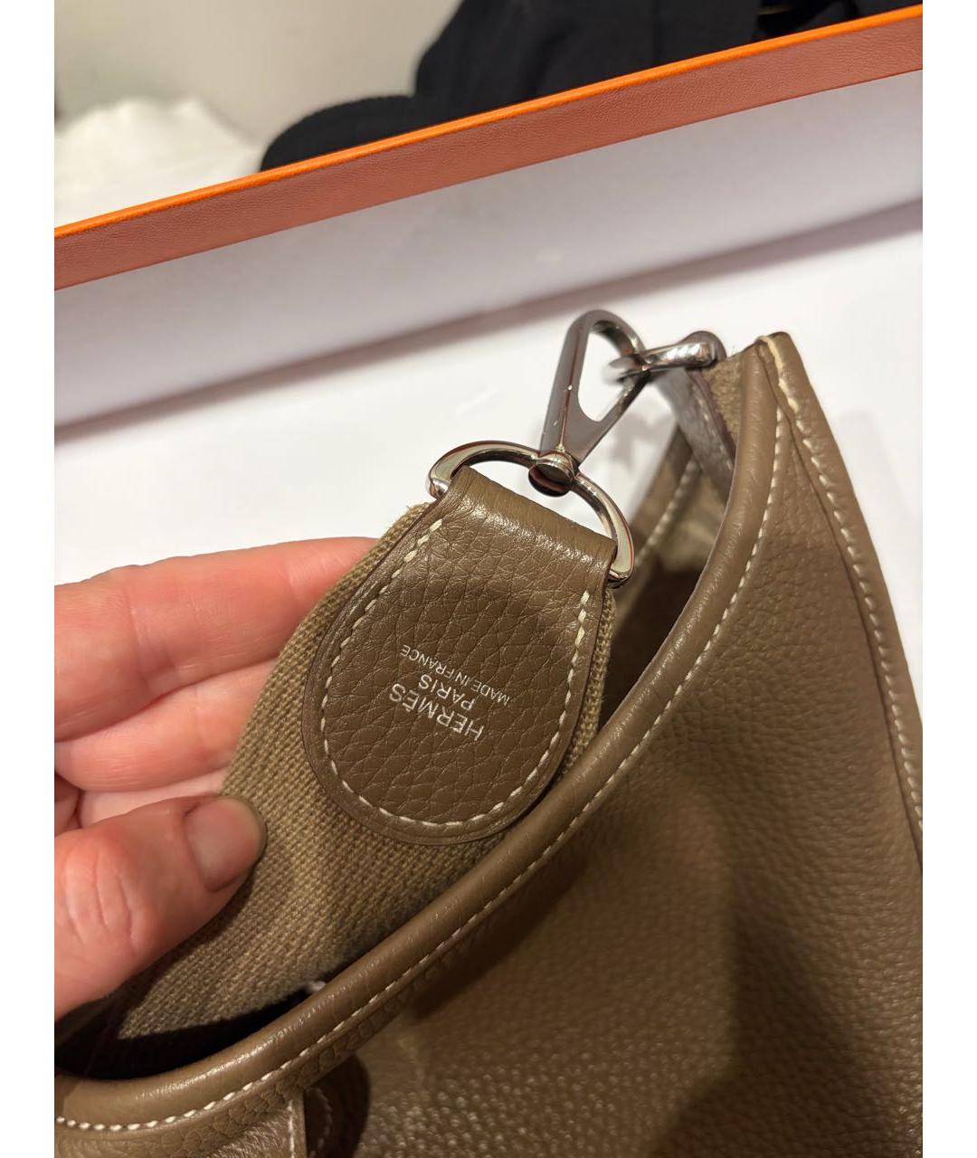 HERMES Бежевая кожаная сумка через плечо, фото 5