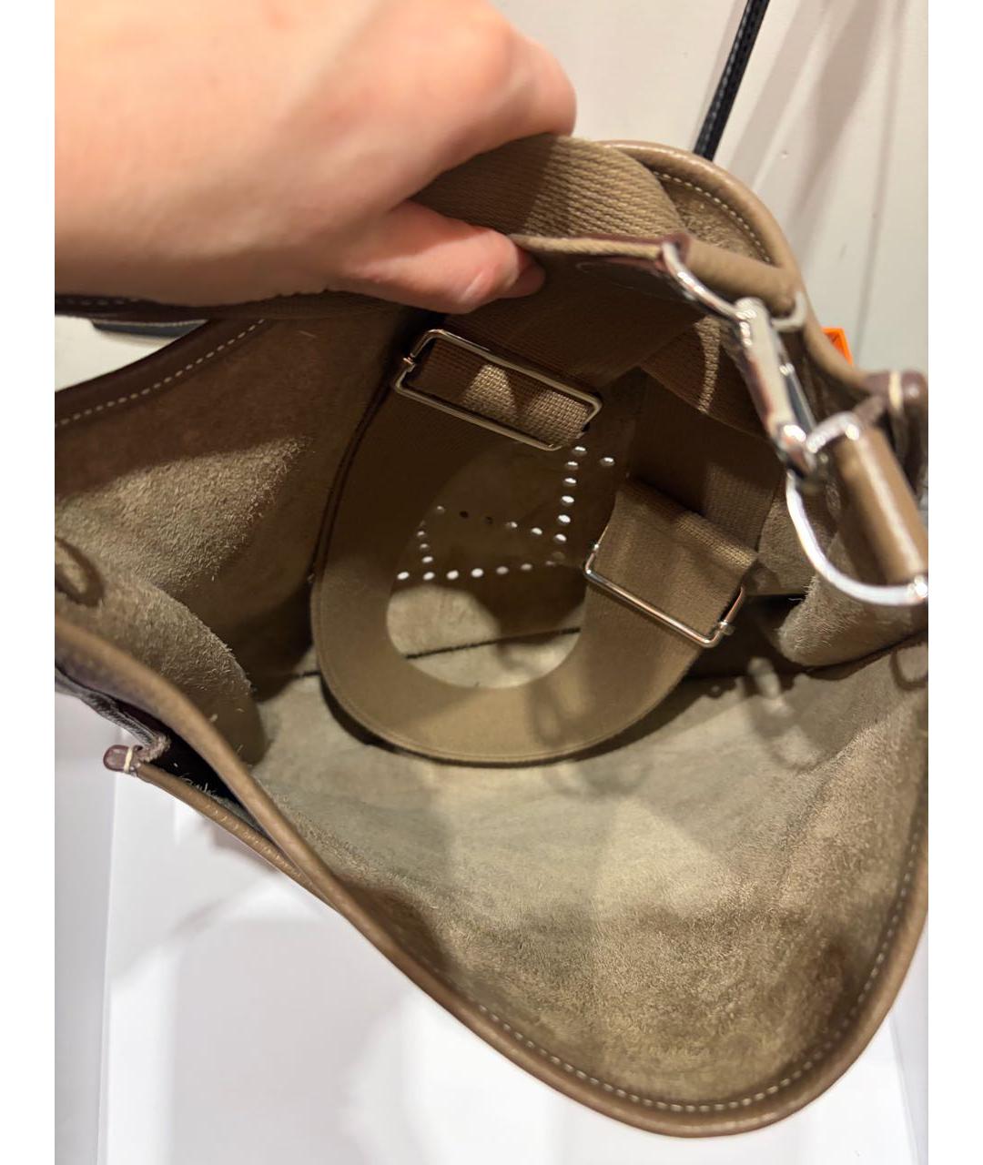 HERMES Бежевая кожаная сумка через плечо, фото 4