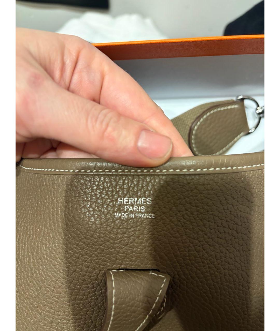 HERMES Бежевая кожаная сумка через плечо, фото 8