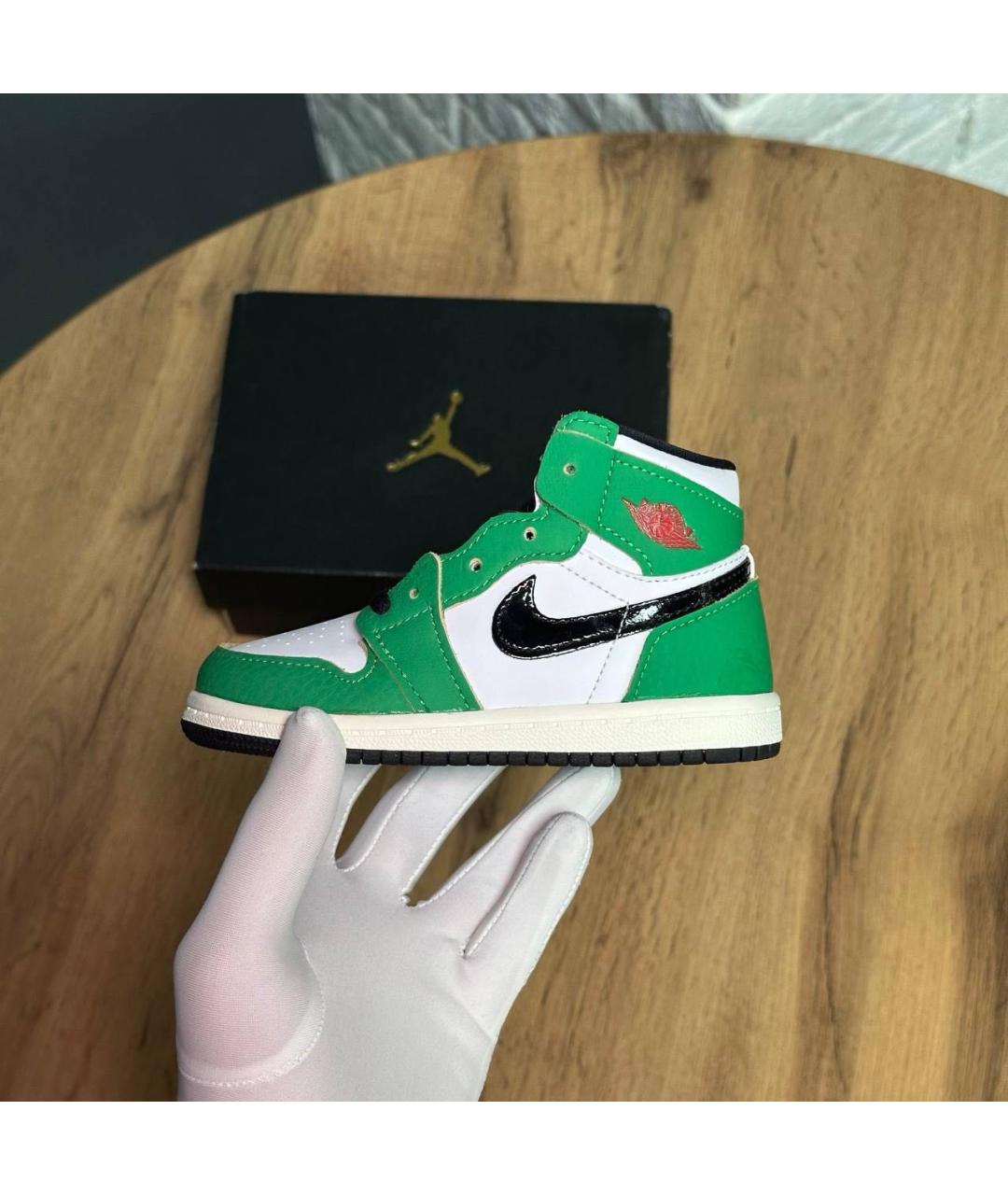 JORDAN Зеленые кожаные кеды, фото 2