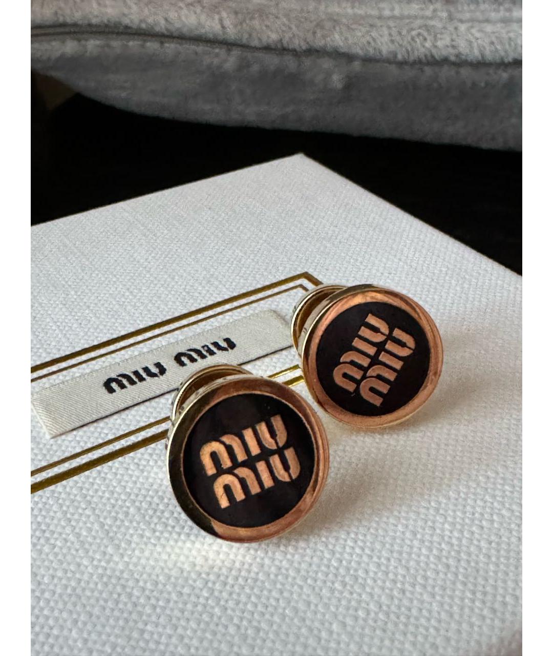 MIU MIU Черные металлические серьги, фото 5