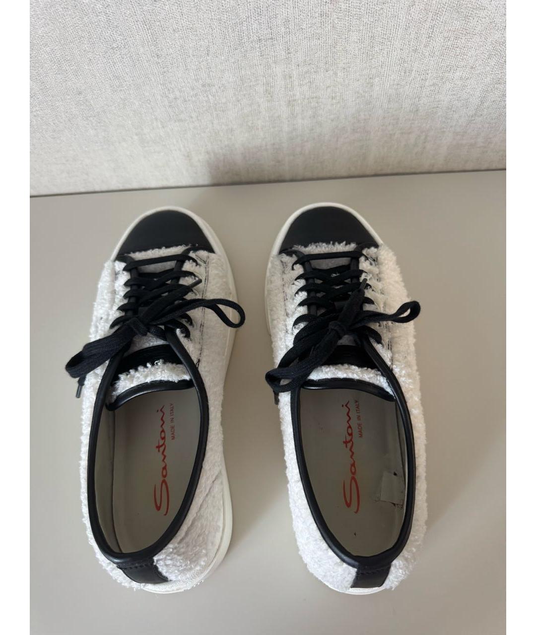 SANTONI Белые текстильные кеды, фото 3