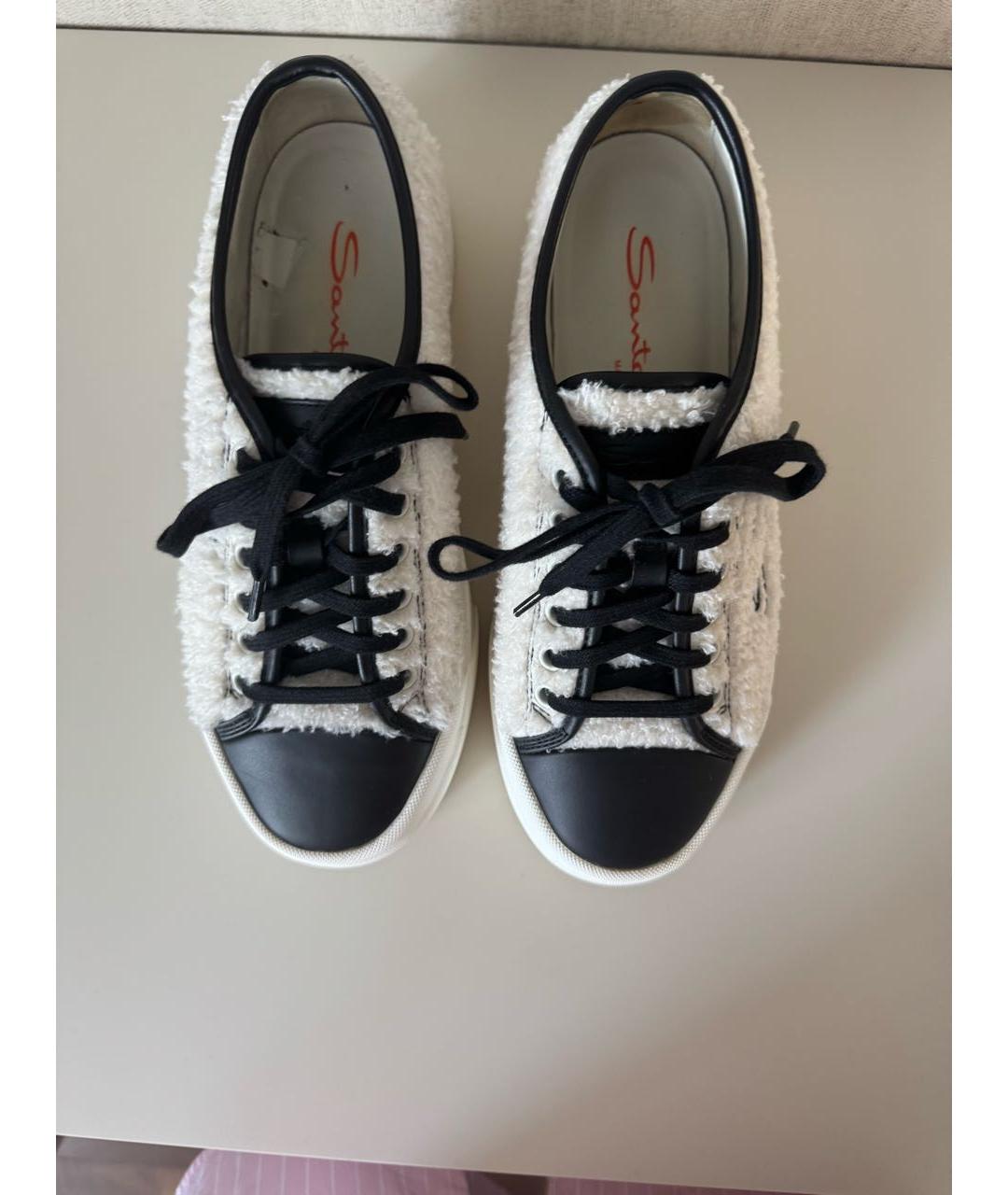 SANTONI Белые текстильные кеды, фото 5