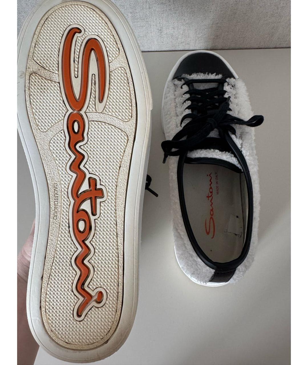 SANTONI Белые текстильные кеды, фото 4