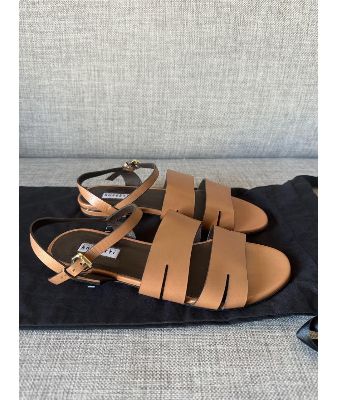 FRATELLI ROSSETTI Коричневые кожаные сандалии, фото 3