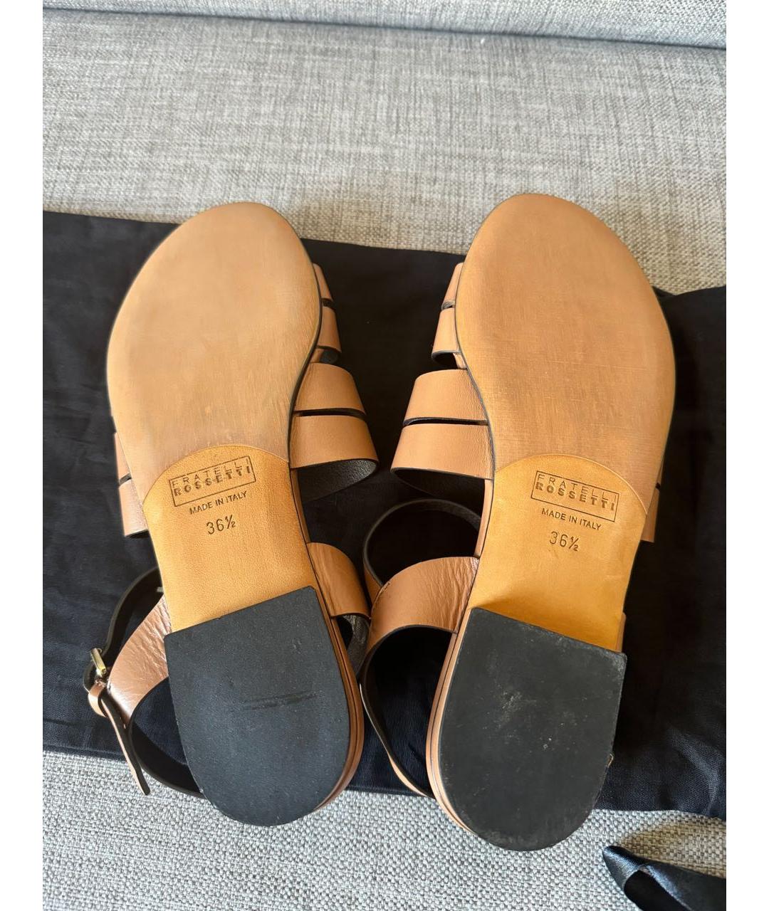 FRATELLI ROSSETTI Коричневые кожаные сандалии, фото 5
