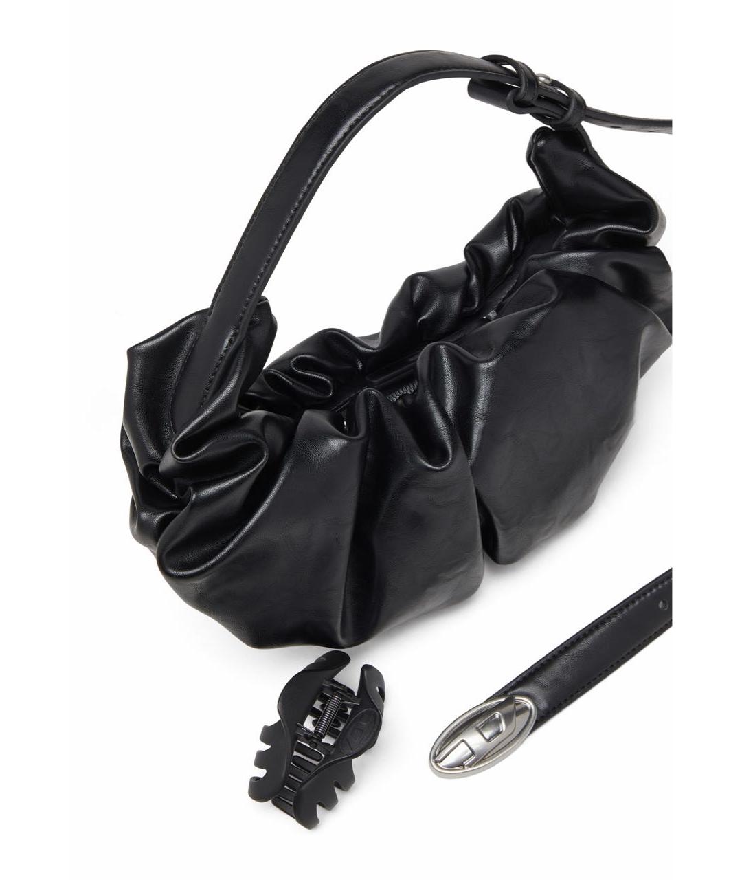 DIESEL Черная сумка с короткими ручками из искусственной кожи, фото 4