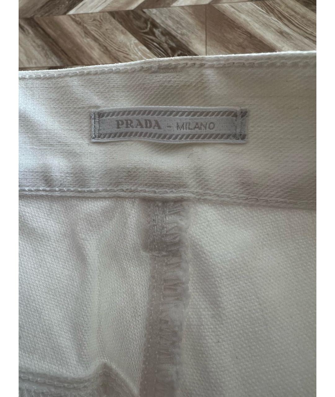 PRADA Белые хлопко-эластановые джинсы скинни, фото 3