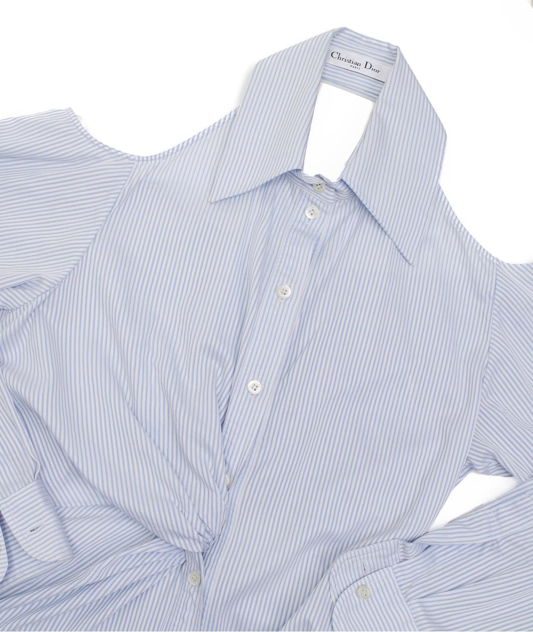CHRISTIAN DIOR Голубое хлопковое повседневное платье, фото 3