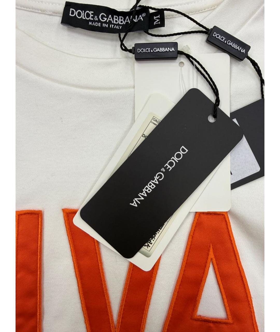 DOLCE&GABBANA Белая полиэстеровая футболка, фото 4