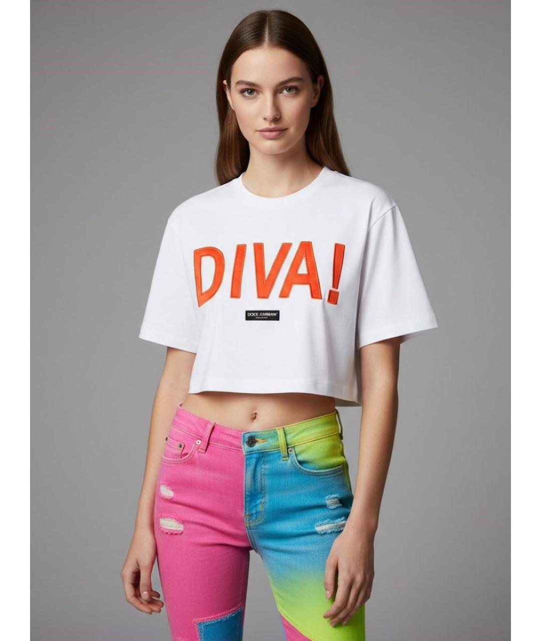 DOLCE&GABBANA Белая полиэстеровая футболка, фото 2