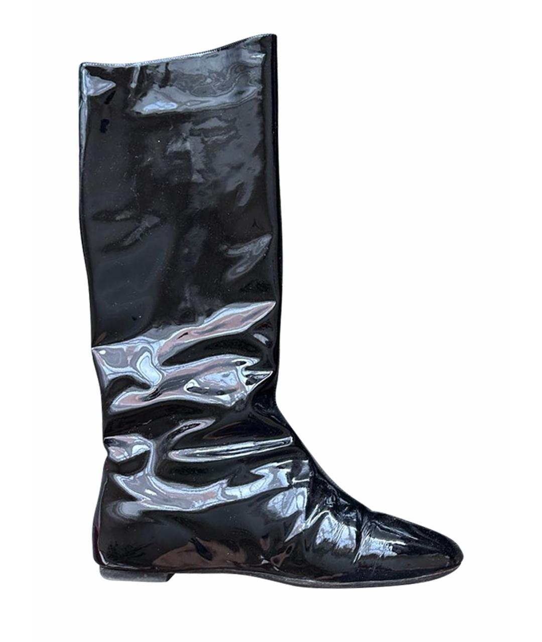 SAINT LAURENT Черные сапоги из лакированной кожи, фото 1